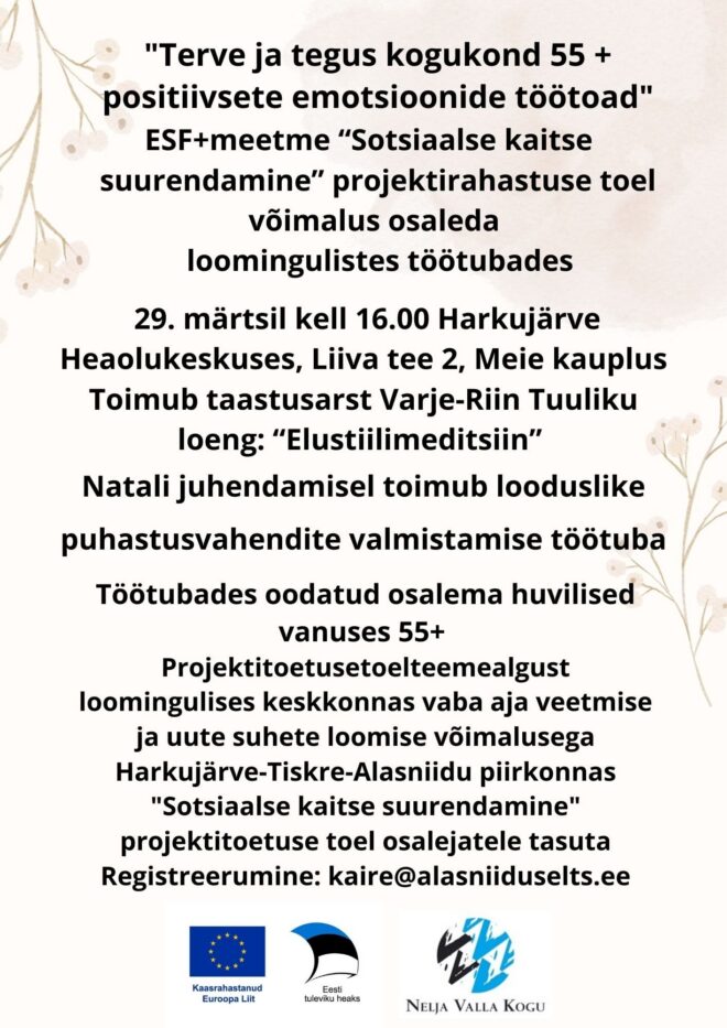 Loeng “Elustiilimeditsiin”. Töötuba “Looduslikud puhastusvahendid“